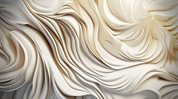 Abstrakcyjna miękka biała linia i beżowe krzywe z futurystycznymi spiralnymi liniami