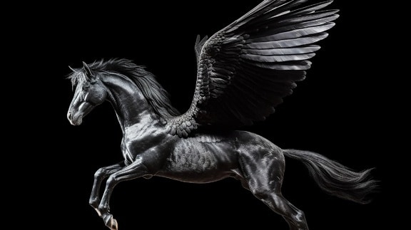 Fantasie, Pegasus, Flügel, Schwarz, Pferd, Griechisch, Mythologie, Kunst