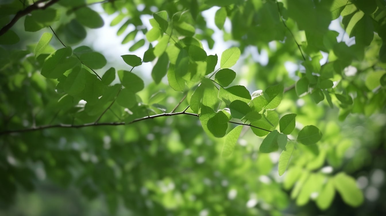 Branchlet kis zöld levelekkel árnyékban