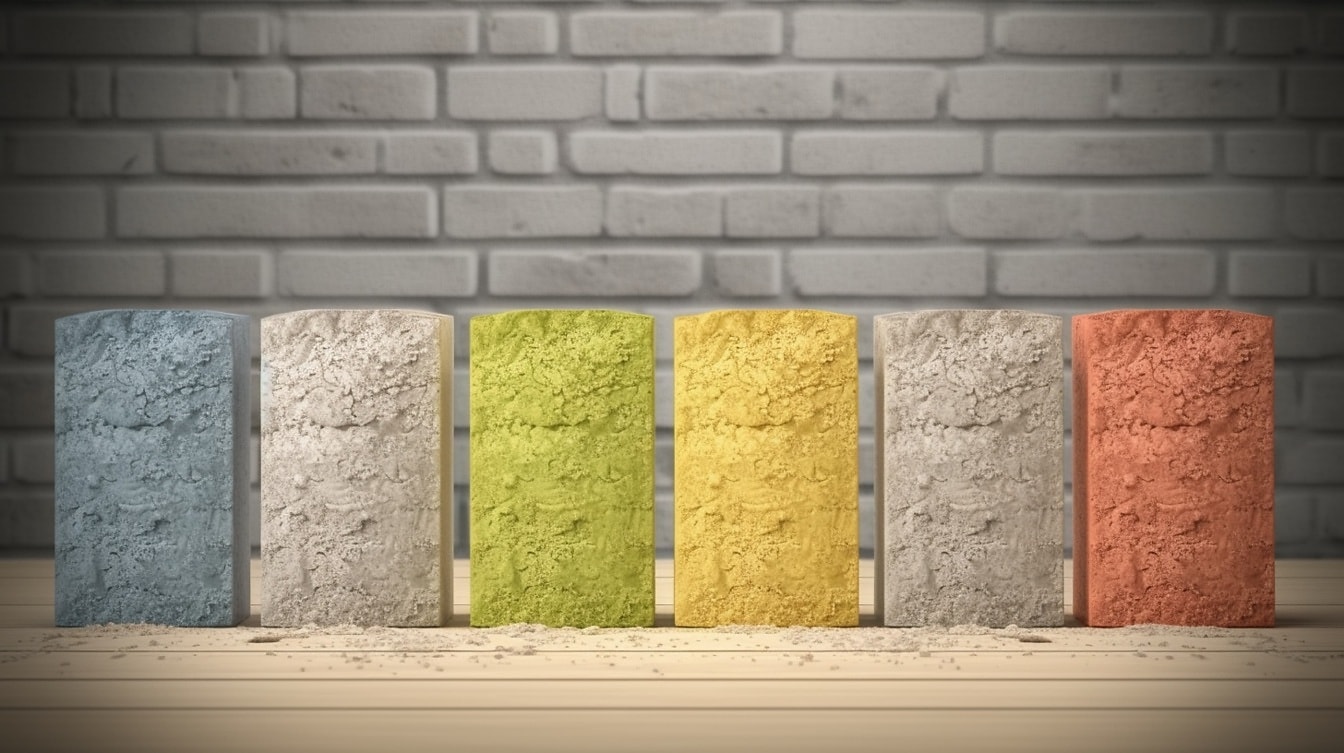 Iиллюстрация разнообразия разноцветных цементных блоков