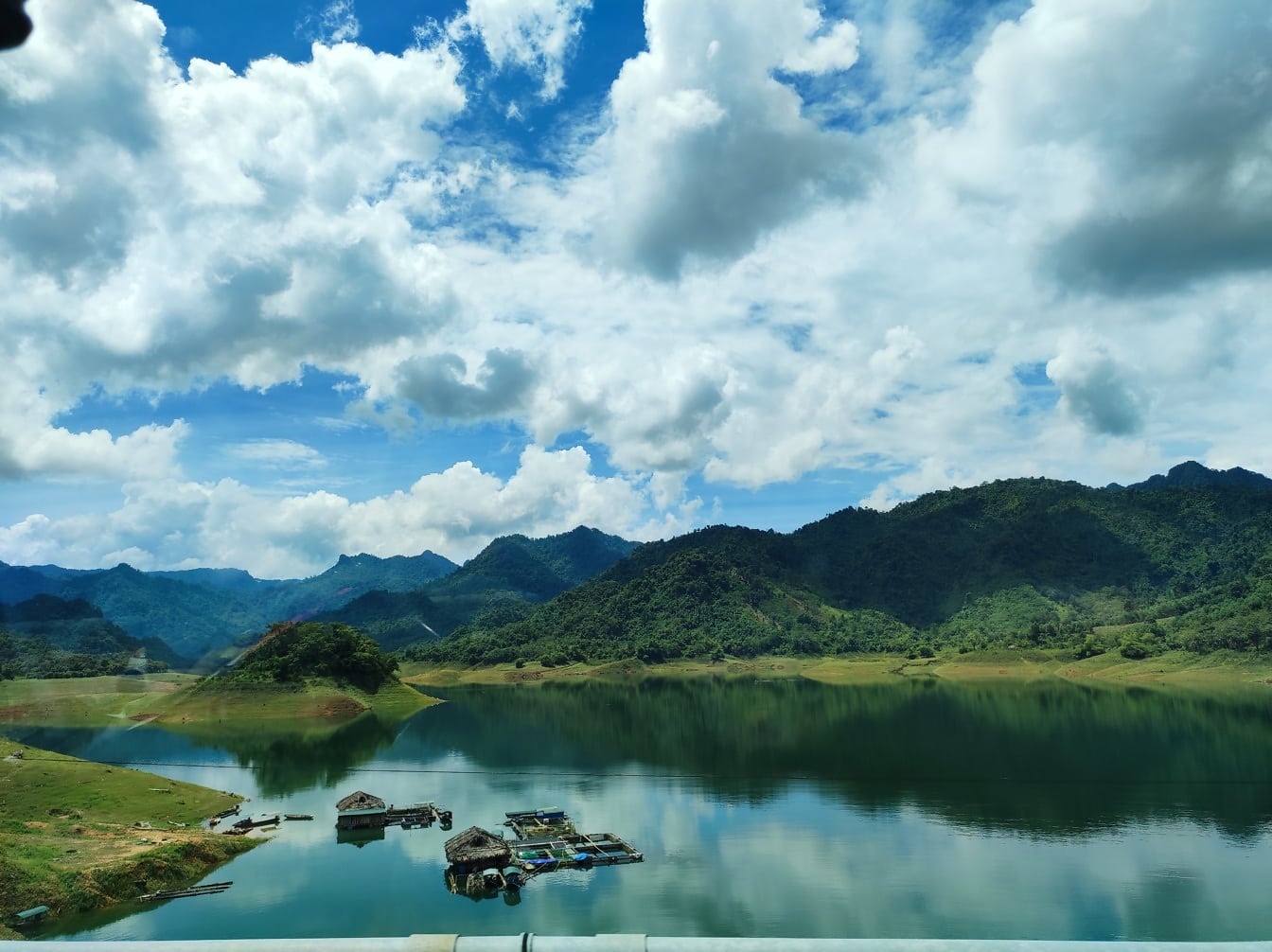 Panoramic view of lakeside national park in Vietnam