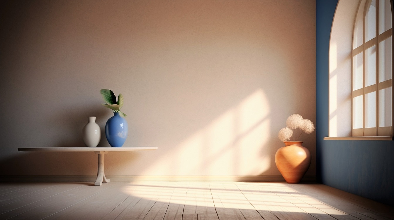 Três vasos de cerâmica apresentação de minimalismo decoração de interiores
