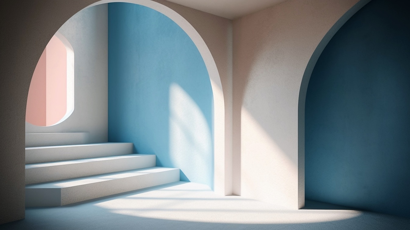 Γραφικό μοντέρνου μινιμαλισμού εσωτερικό designn μπλε δωμάτιο