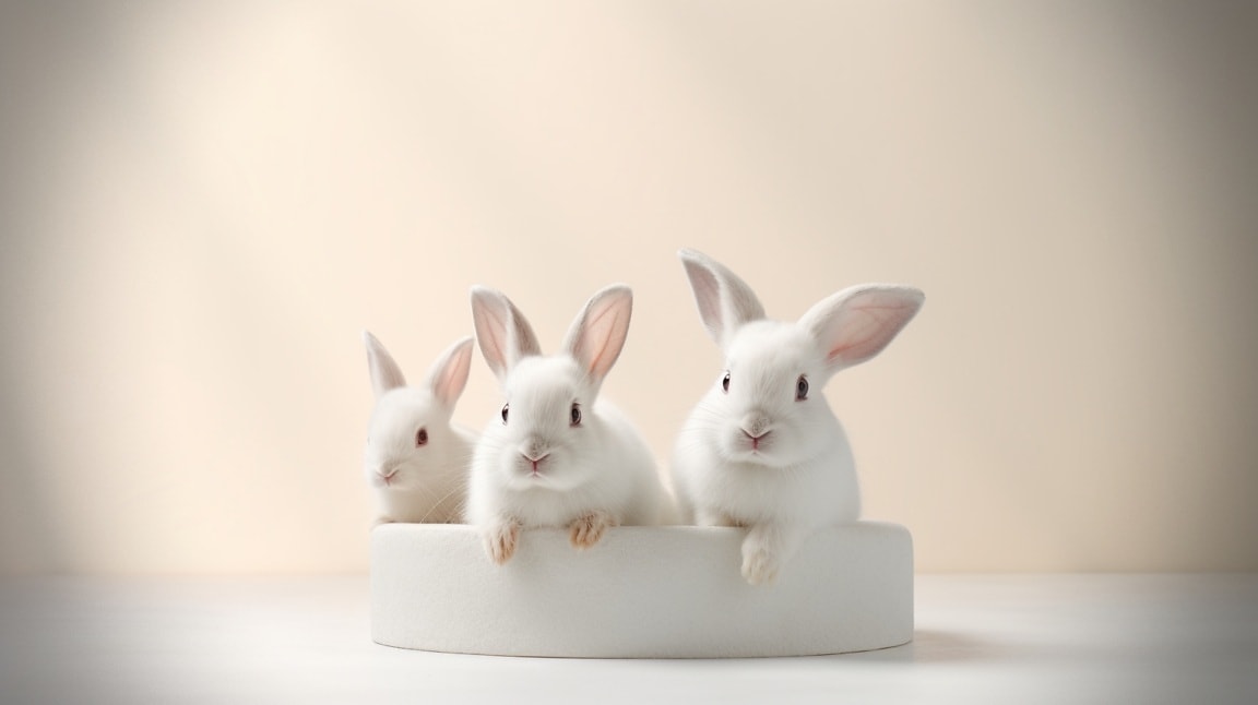 Free picture: Pretty photomontage of three albino white bunny rabbits