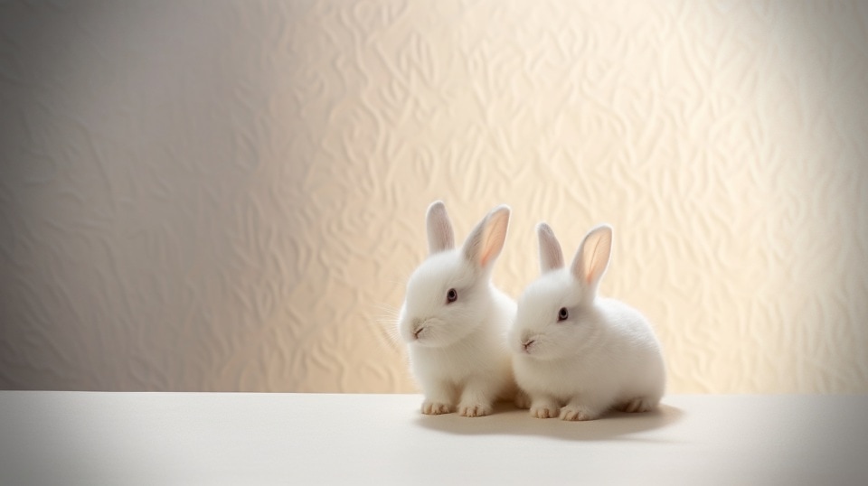 Free picture: Illustration of adorable albino rabbits on beige background