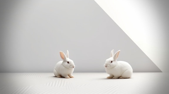 白いスタジオのアルビノのウサギのグラフィック
