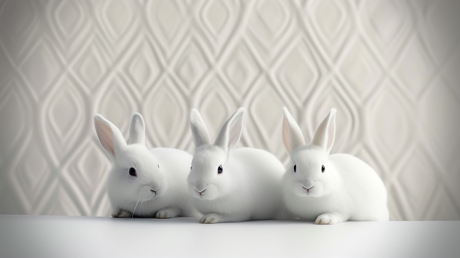 Free picture: Three purebred white rabbits with black eyes