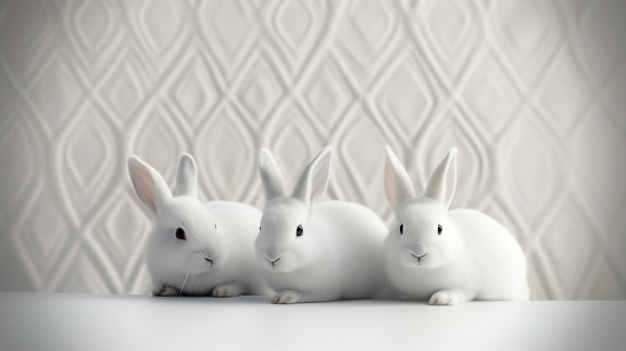 три, бяло, зайци, чистокръвни, черно, очите, сладък, Бъни