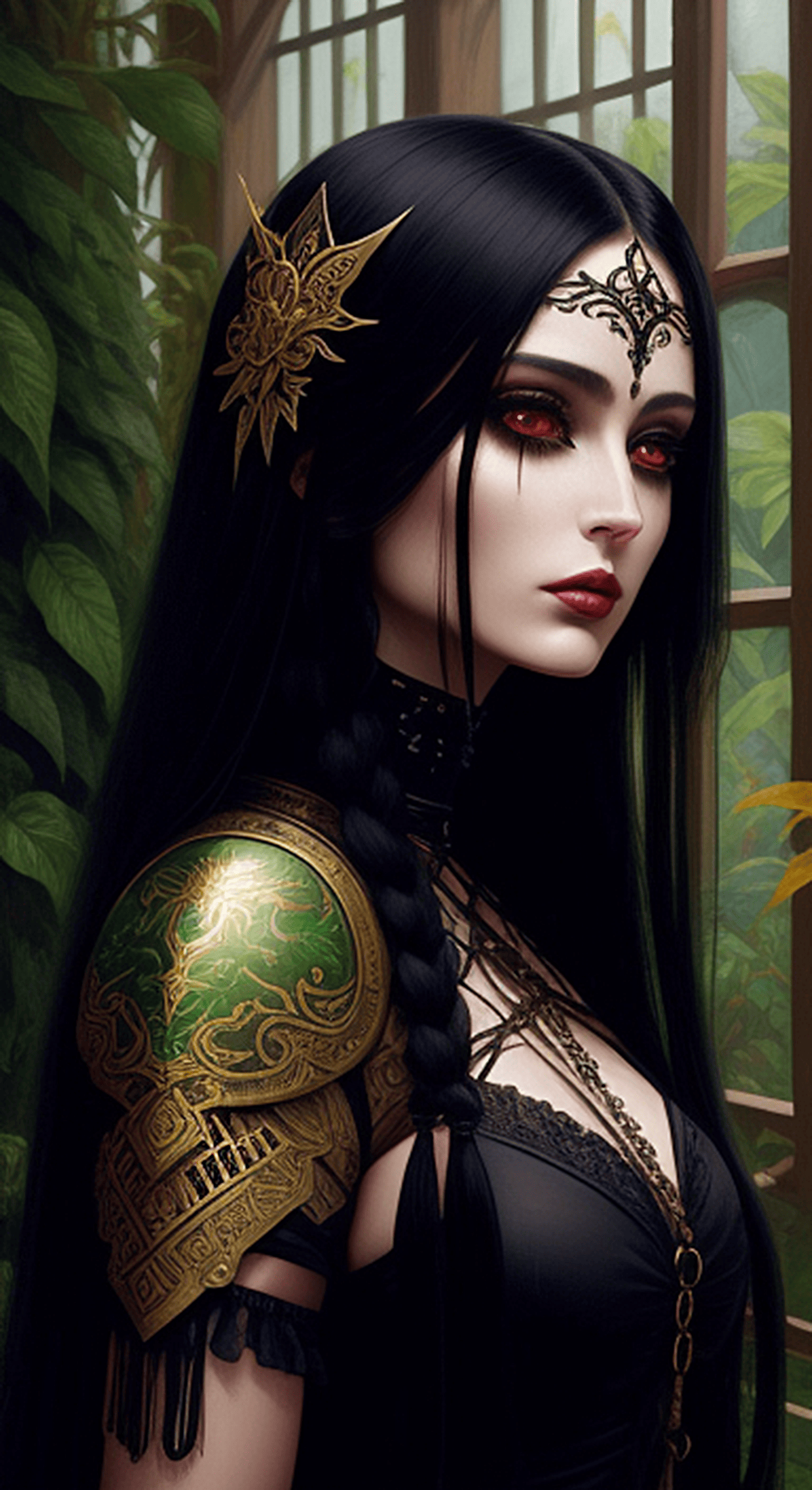Vampyr jente fantasy gotisk jente med mørkerøde øyne