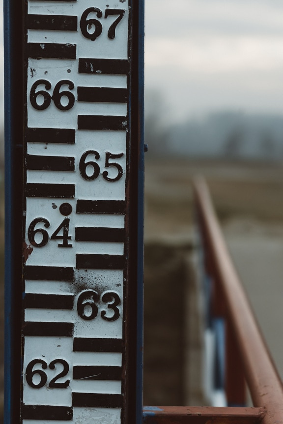 Water level measuring gauge close-up