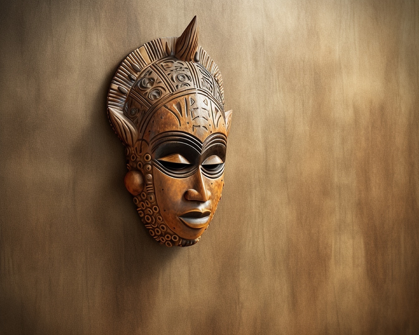 Mystique el yapımı geleneksel ahşap yüz maskesi