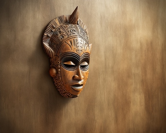 Masque facial traditionnel en bois fait à la main Mystique