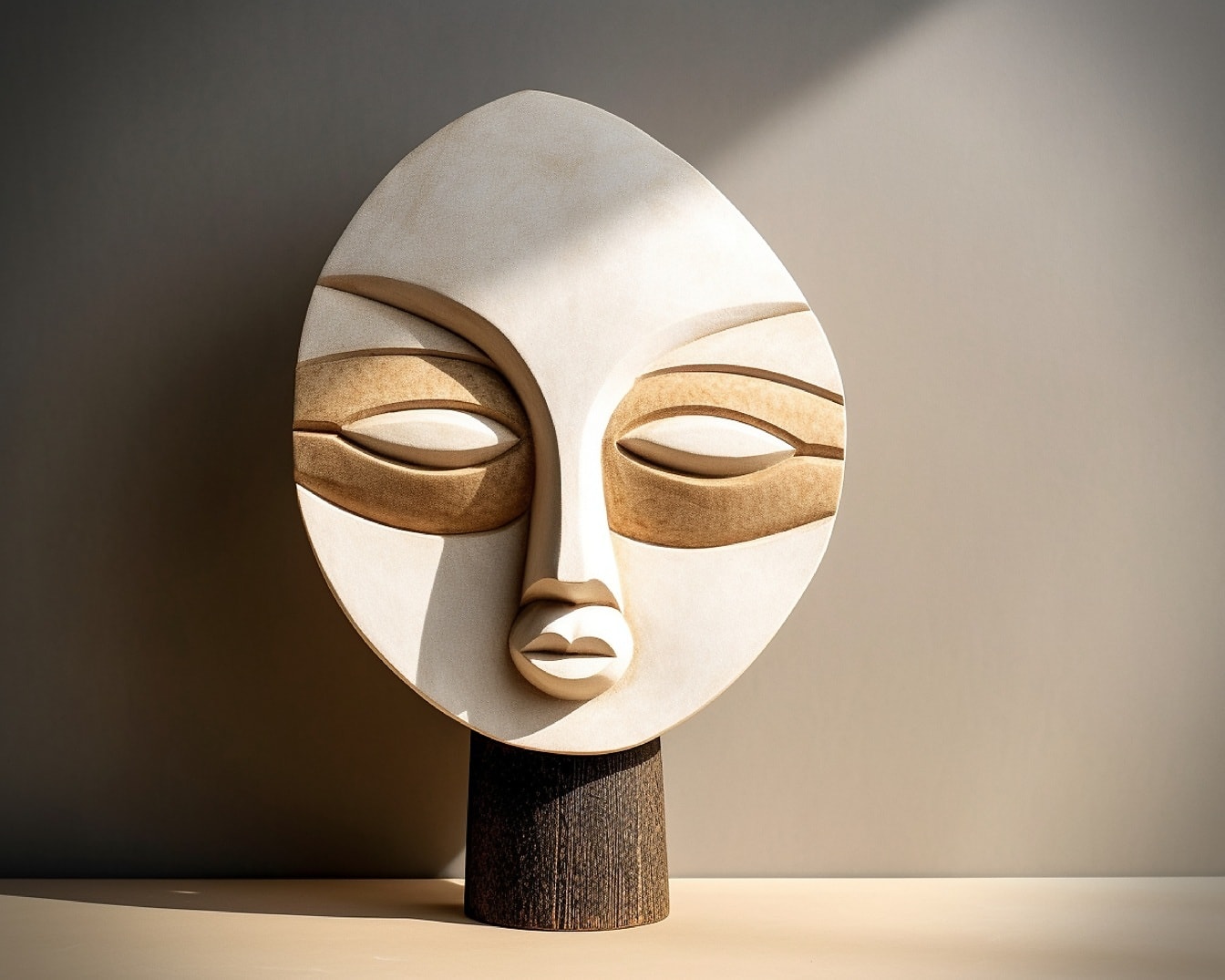 Escultura feita à mão mistério máscara facial obra de arte de madeira