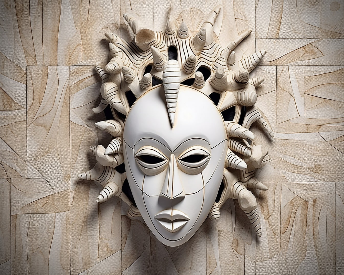 Zbliżenie porcelanowej ręcznie robionej maski na twarz
