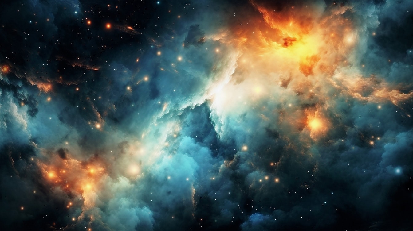 Iluminação de estrela azul escuro na galáxia da fantasia
