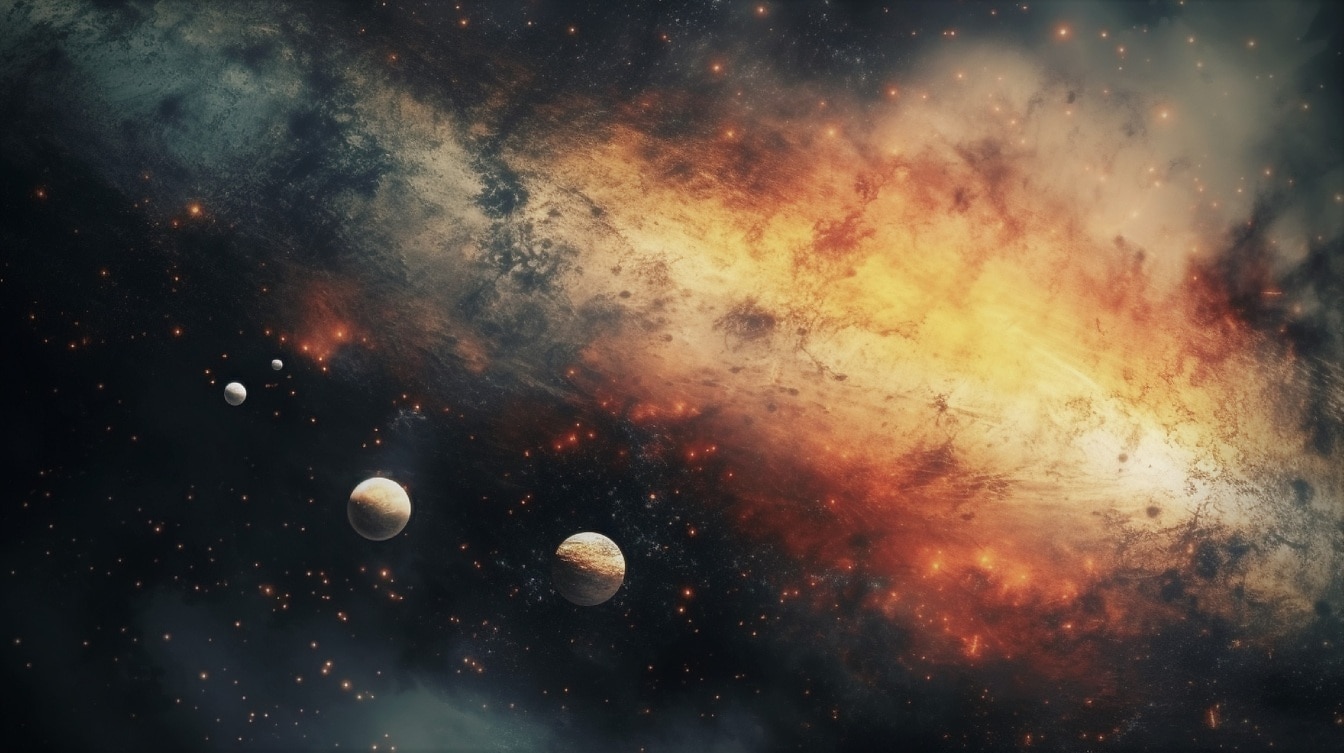 Astronomická ilustrace souhvězdí planet na oběžné dráze