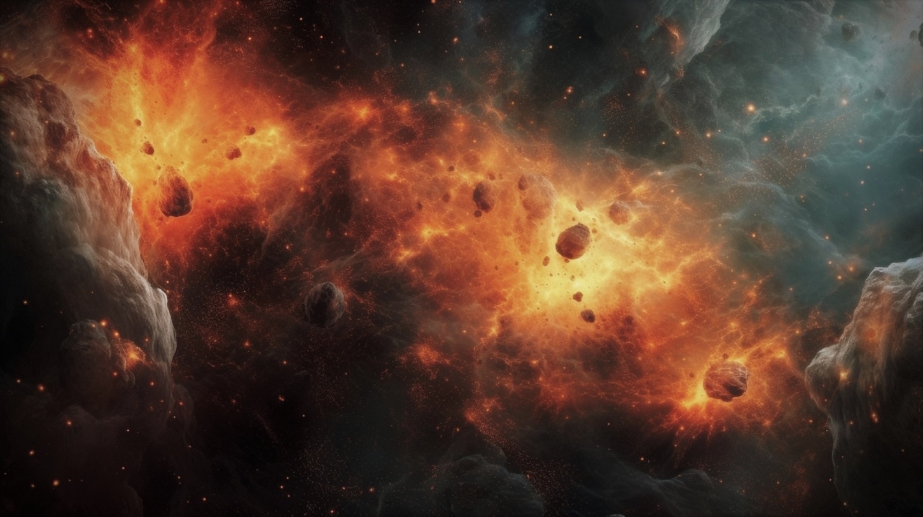 Eksplozija zvijezda u nepoznatoj astronomskoj ilustraciji Sunčevog sustava