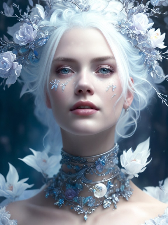 Mystique fairytale pretty girl fairy face illustration
