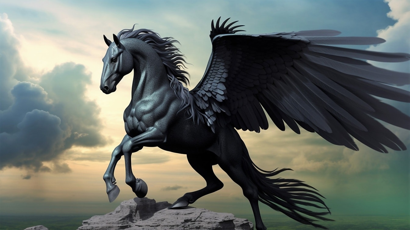 Mitologi fantasi mistik Ilustrasi kuda jantan Pegasus