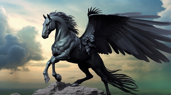 Mystique fantasy mythology Pegasus stallion illustration