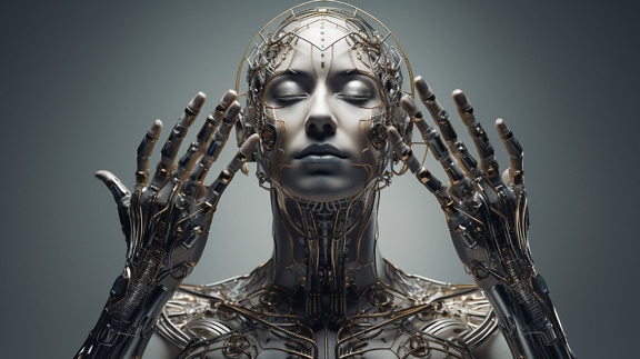 Robot, humanoid, sztuczna inteligencja, badania naukowe, portret, modelu, cyborg, grafiki