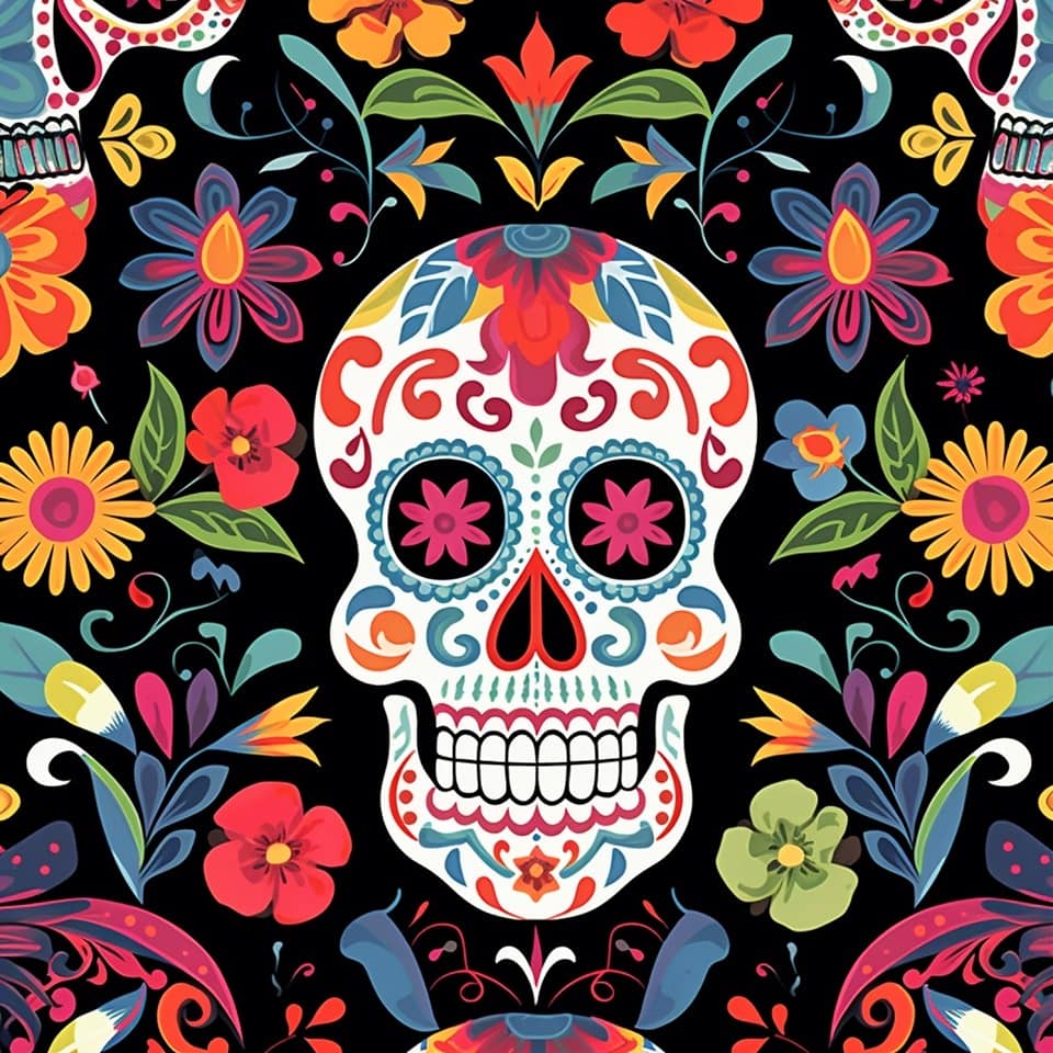 Free picture: Mexican free style vintage skull ornamental illustration