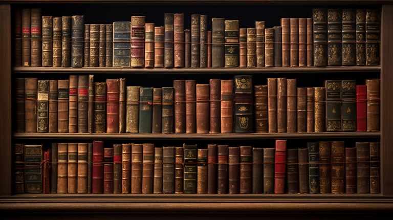 Free picture: Close-up of bookshelves with old books in university library