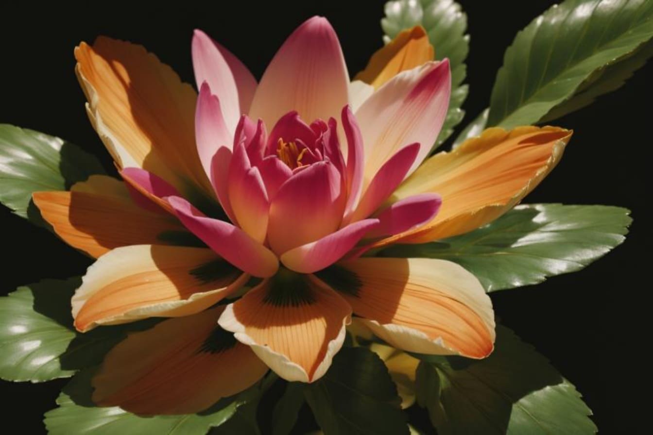 Оранжево-желтая водяная лилия крупным планом величественного цветка
