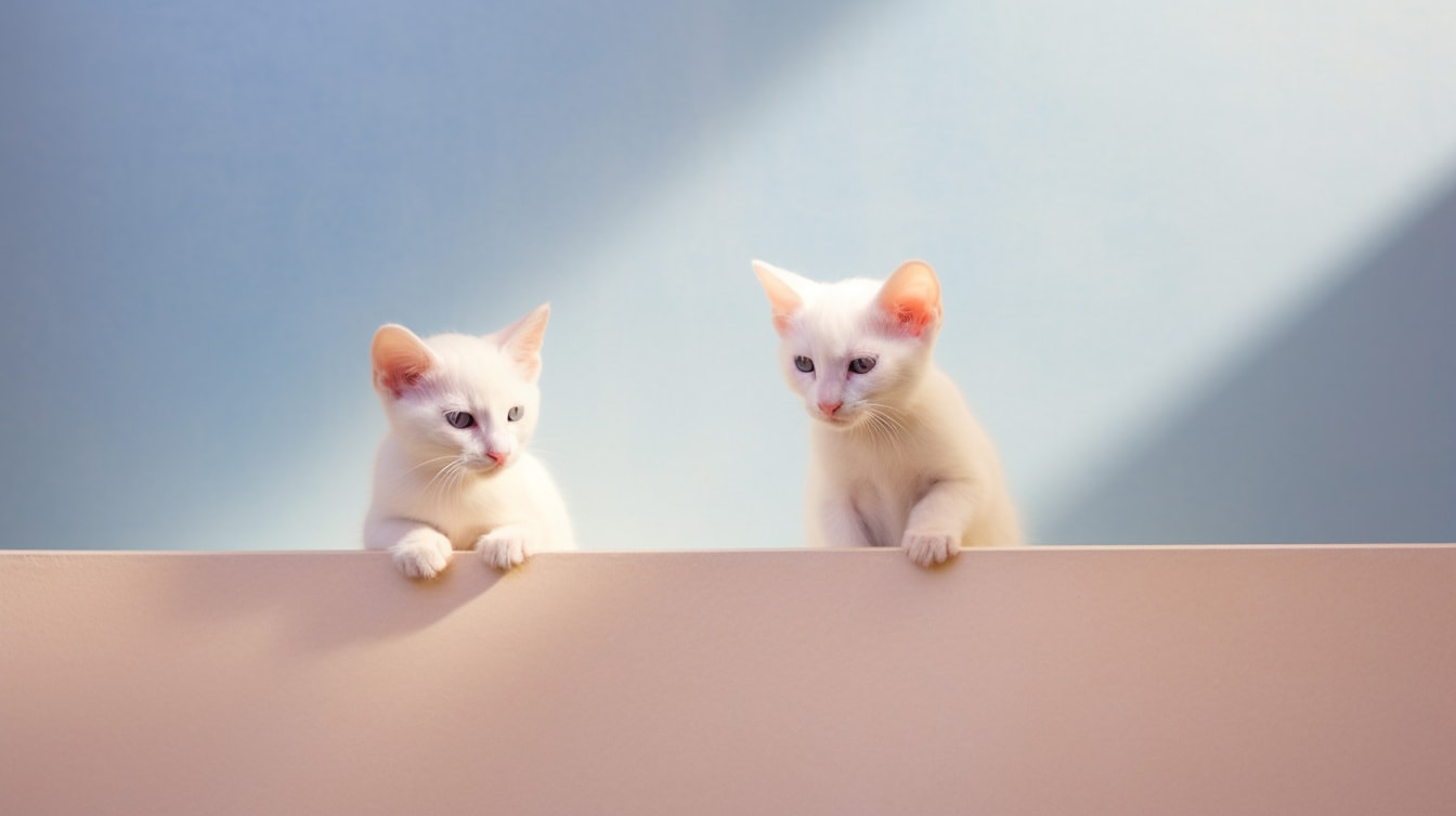 Графика на млади очарователни турски ангорски котенца