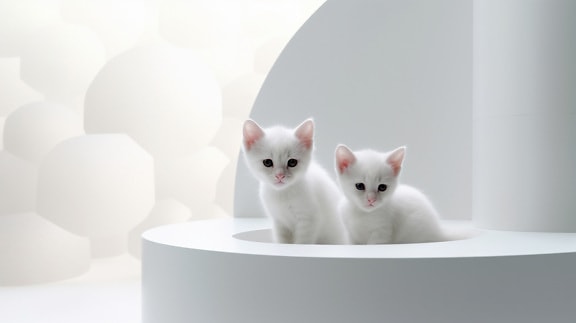 ilustración, adorable, blanco, gatitos, de pura raza, mascota, lindo