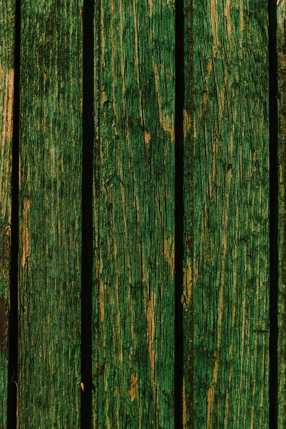 Vopsea verde închis pe scânduri verticale vechi din lemn textură