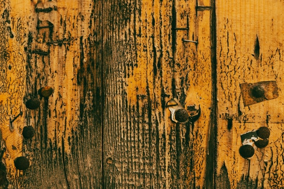 Rustic rough light brown planks texture with metal pins