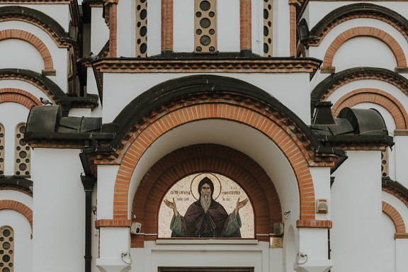 Orthodox church with mosaic of saint Simeon the Peaceful