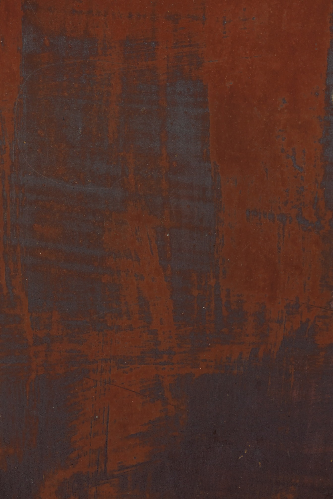 Peinture rouge foncé sur métal avec texture rouille