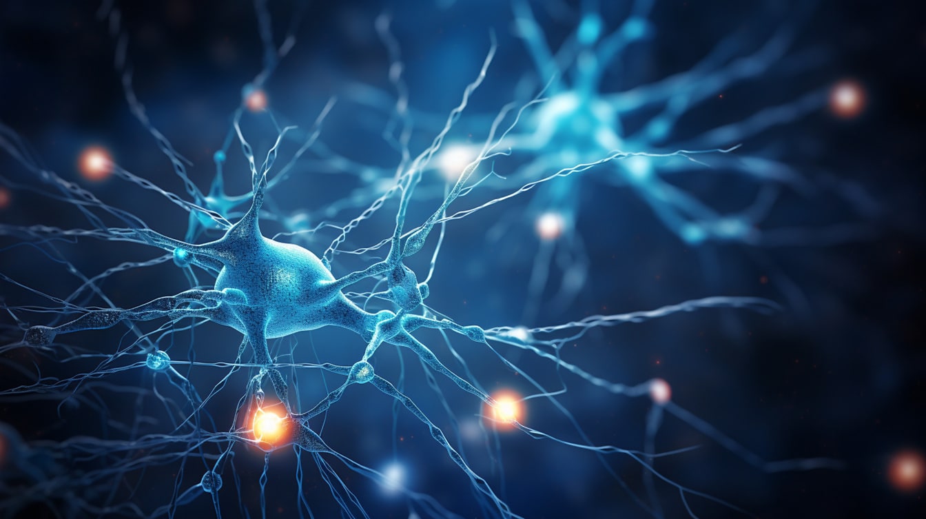 Inteligencja sieci neuronowej, ilustracja neurosynaps komórek mózgowych