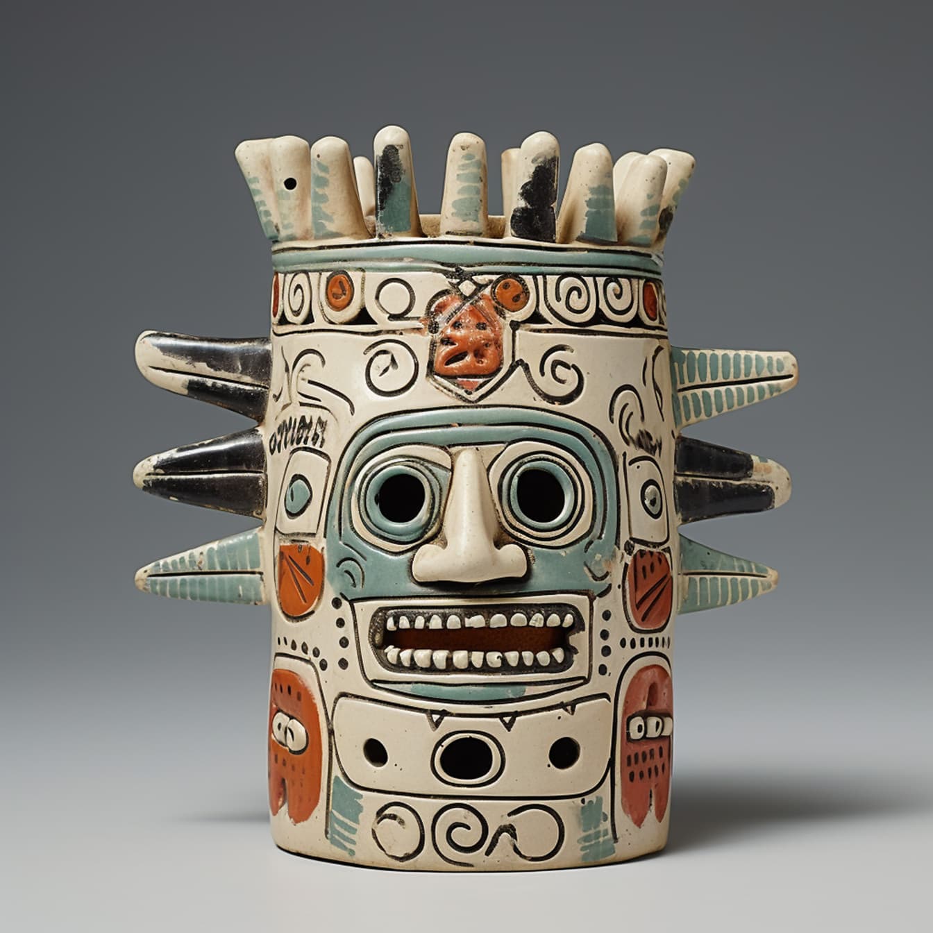 Pasztell színek hagyományos, kézzel készített prekolumbiánus figura