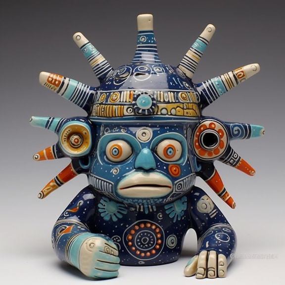 Native American pottery colorful porcelain figurine handmade art