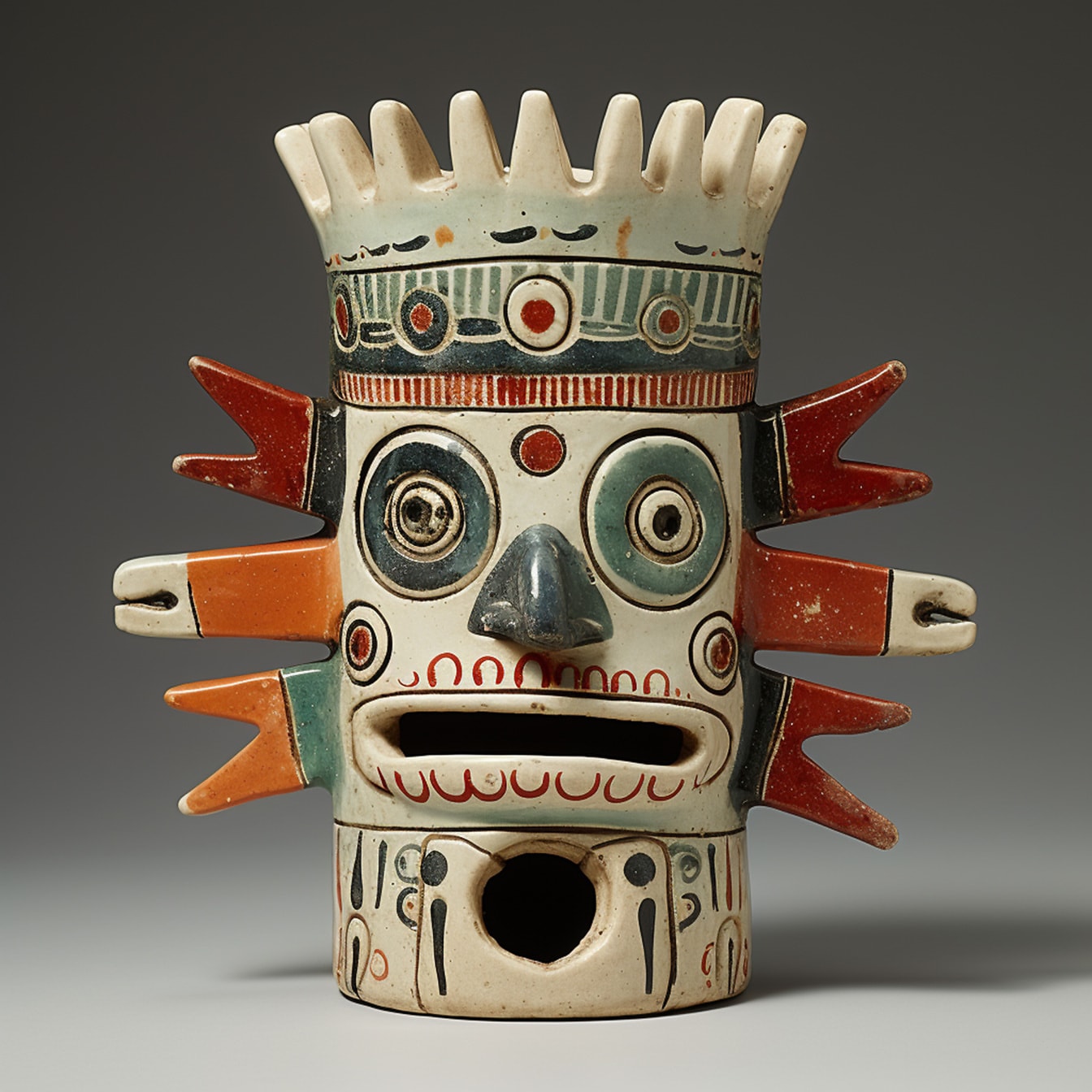 传统手工制作的阿兹特克玛雅墨西哥瓷器雕像
