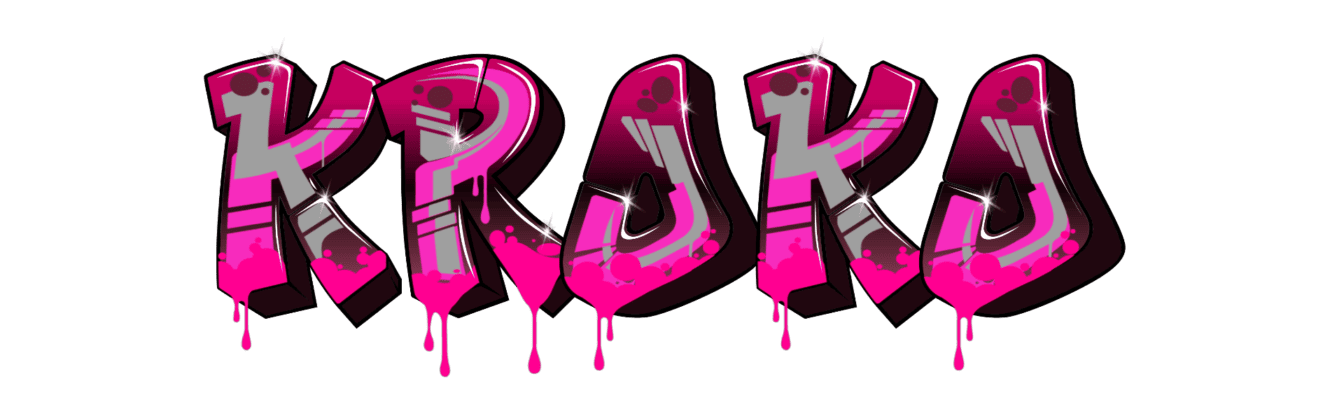 Graffiti de Kroko texto rosado sobre fondo transparente