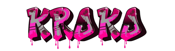 Kroko graffiti pinkish text on transparent background