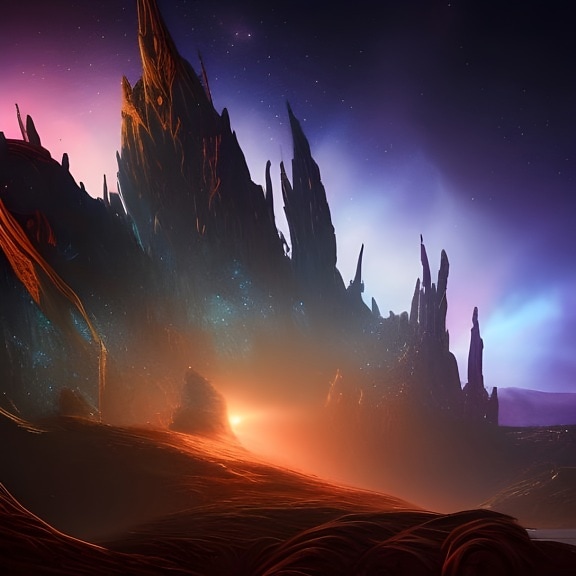 Alien world futuristic fantasy twilight night