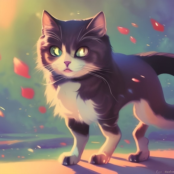 Adorable kitten abstract tabby cat illustration