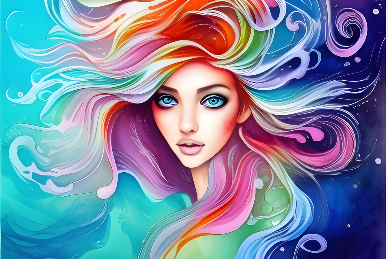 Majestætisk grafik af smuk pige med frisurefarve