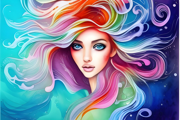 Majestic graphic of pretty girl with hairstyle coloration