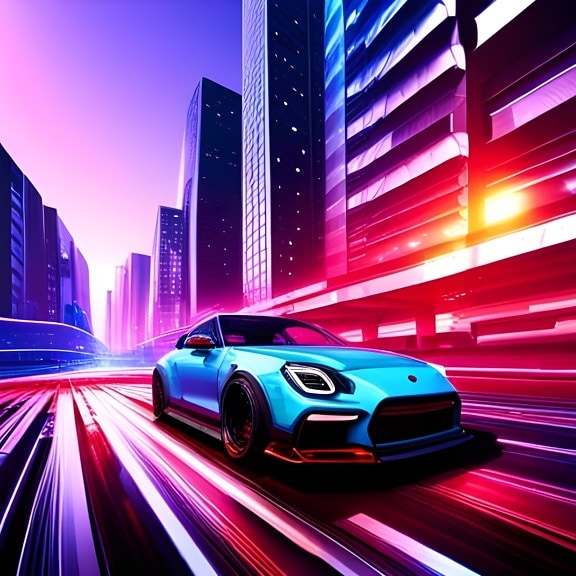 Modern illustration of futuristic sport car in fast motion