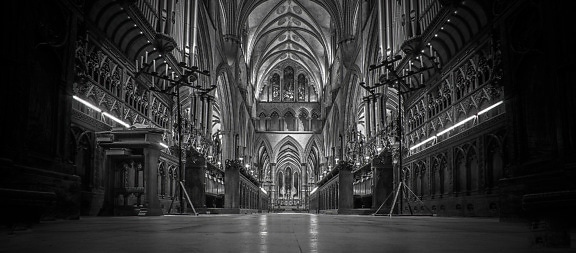 Salisbury cathedral interior design black and white photograph