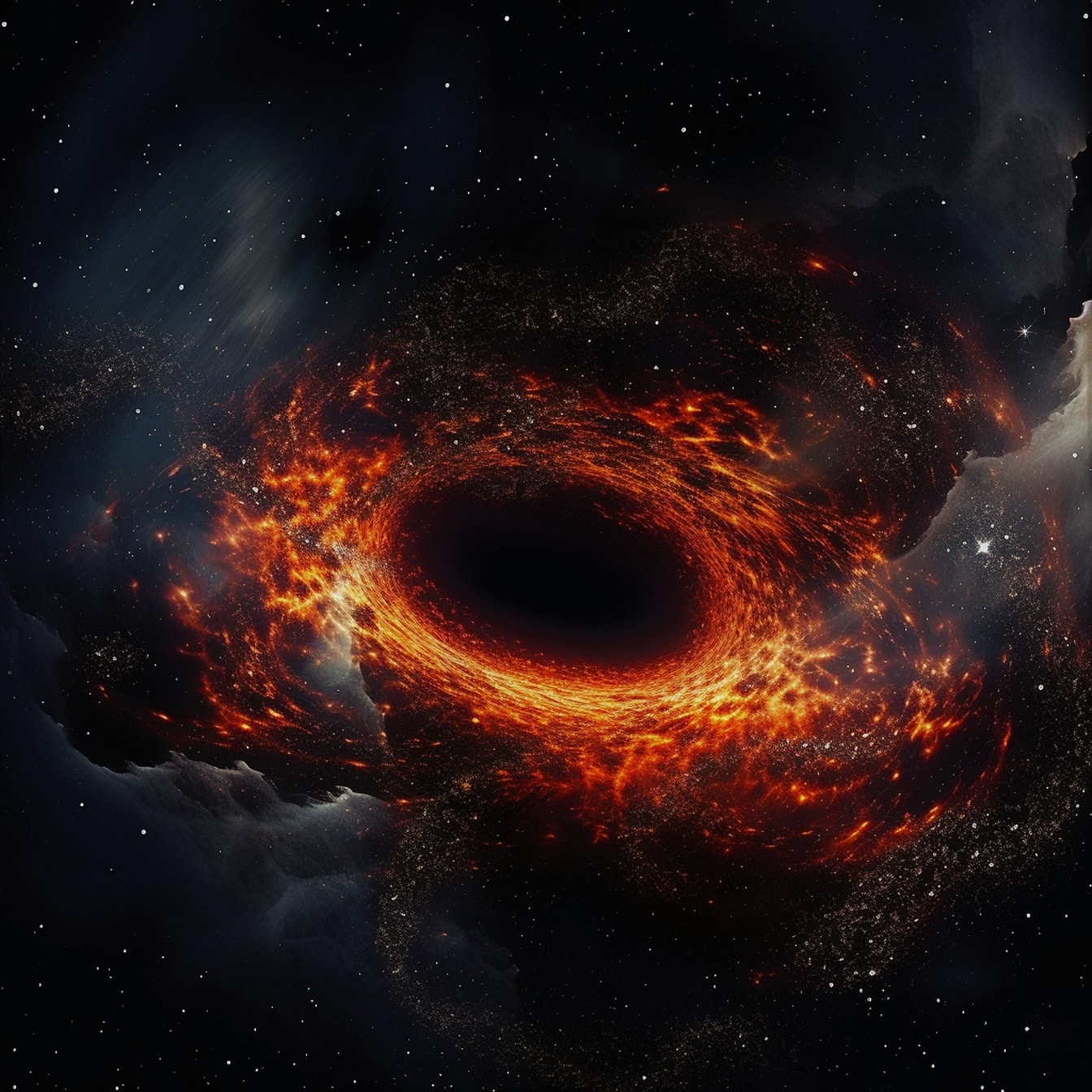 Explosão de big bang vermelho escuro no universo profundo