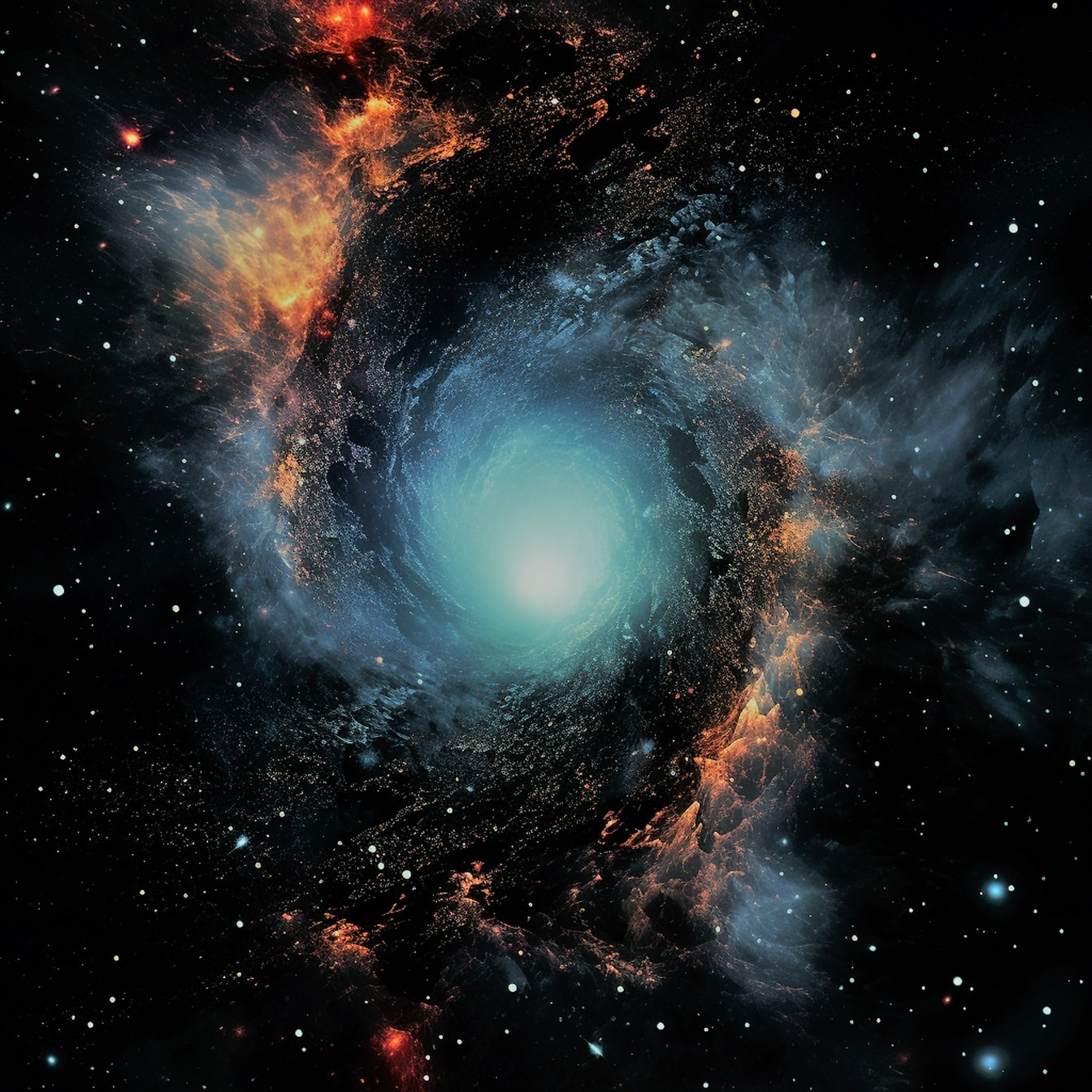 Σκούρα μπλε τρύπα με νεφέλωμα στην απεικόνιση του σύμπαντος