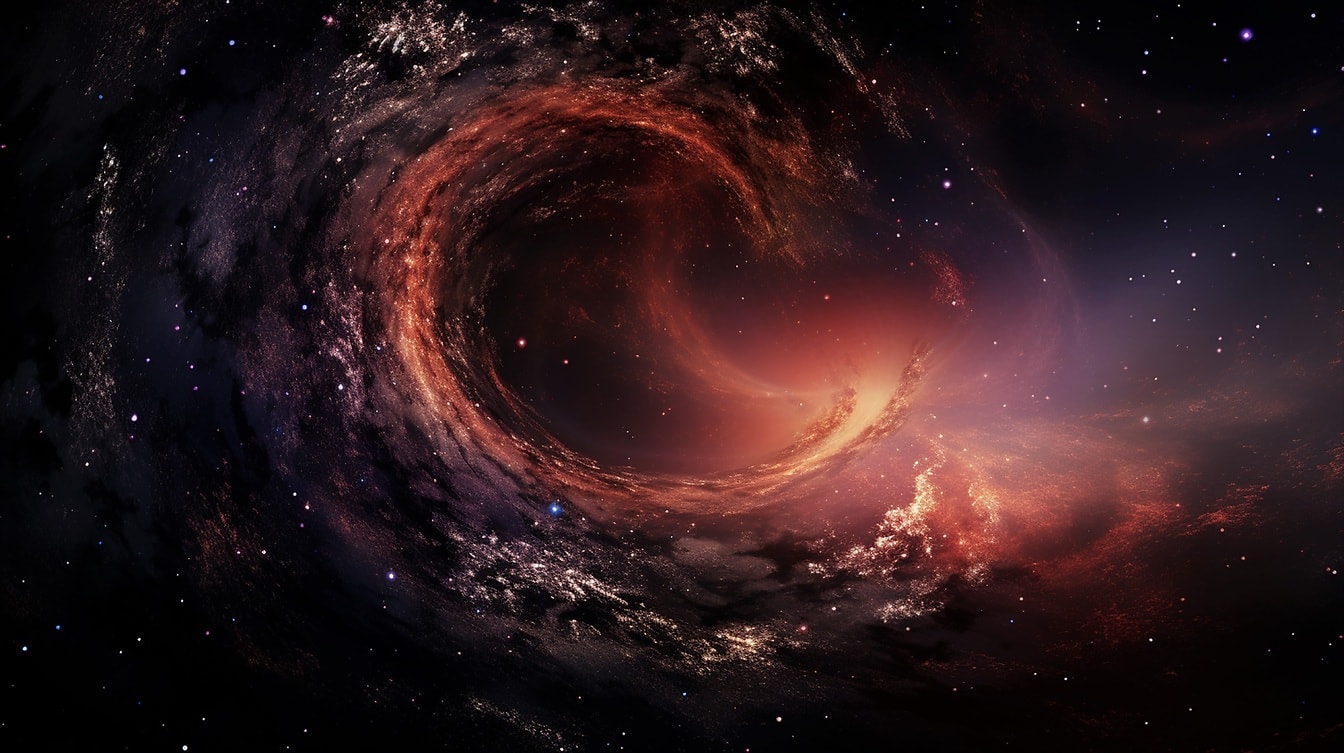 Esplosione di un buco nero rosso scuro nell’universo
