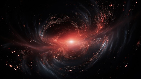 Bright reddish explosion in dark cosmos